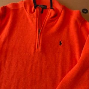 Boys orange and blue 1/4 zip Polo